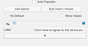 Screenshot of checkbox settings that shows the radio button for prechecked box selected. 