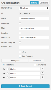 Caldera Forms Checkbox Field Configuration