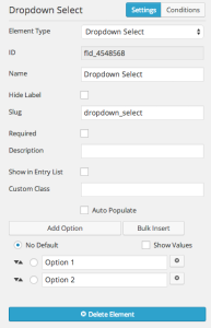 Caldera Forms Dropdown Field Settings