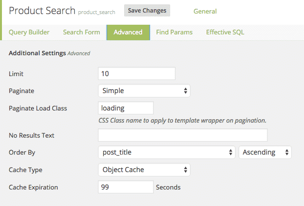 Setting Pagination, Order, and Caching Options For A Caldera Easy Pods Search Query