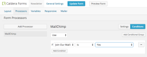 Showing how to use the processor conditionals to make MailChimp email list sign up optional.