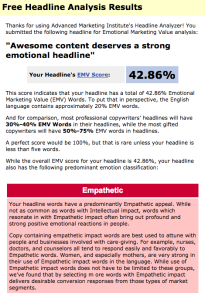 Example of the EMV Headline Analyzer