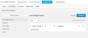 Screenshot of conditionals for the registration processor