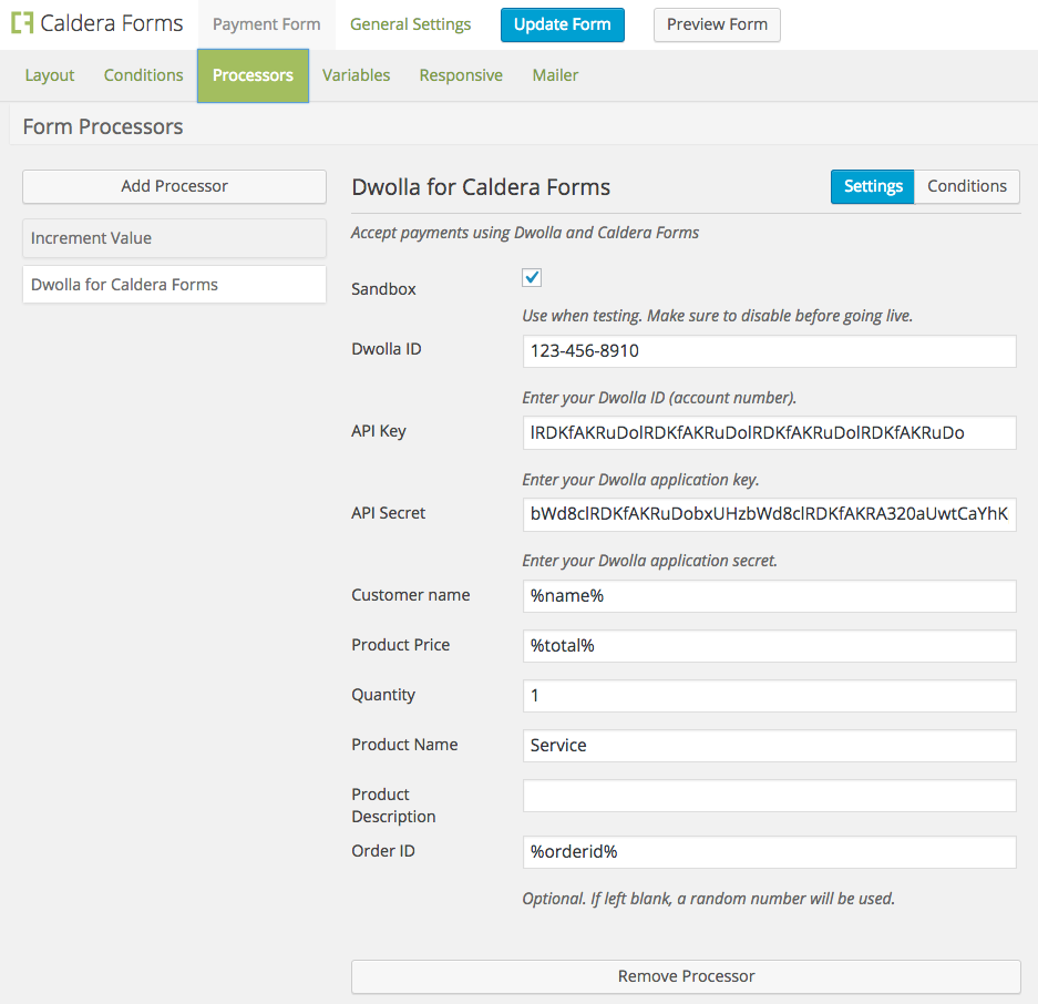 Setting Up The Dwolla Payment Integration for Caldera Forms