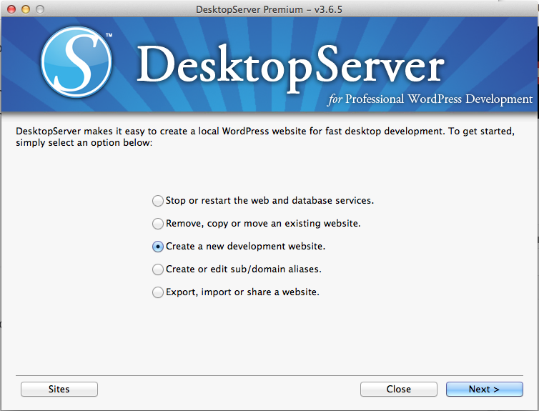 Creating A Site With DesktopServer