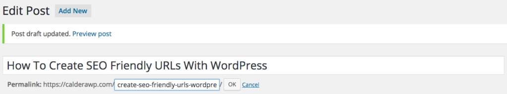 Editing the WordPress post slug to ensure It contains target keywords