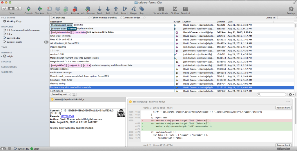 Screenshot of SourceTree Git GUI Tool