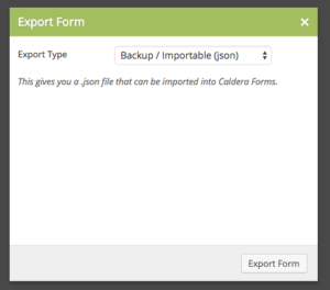 Export a Caldera Form for Backup or Migration