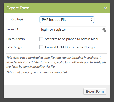 Export A Caldera Form As A PHP File