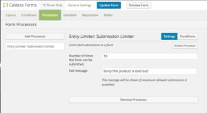 Limit the number of times a form can be submitted with Caldera Forms entry limiter