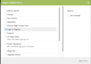 Caldera Forms Shortcode Inserter