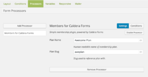 Configuring The Caldera Forms Members Processor