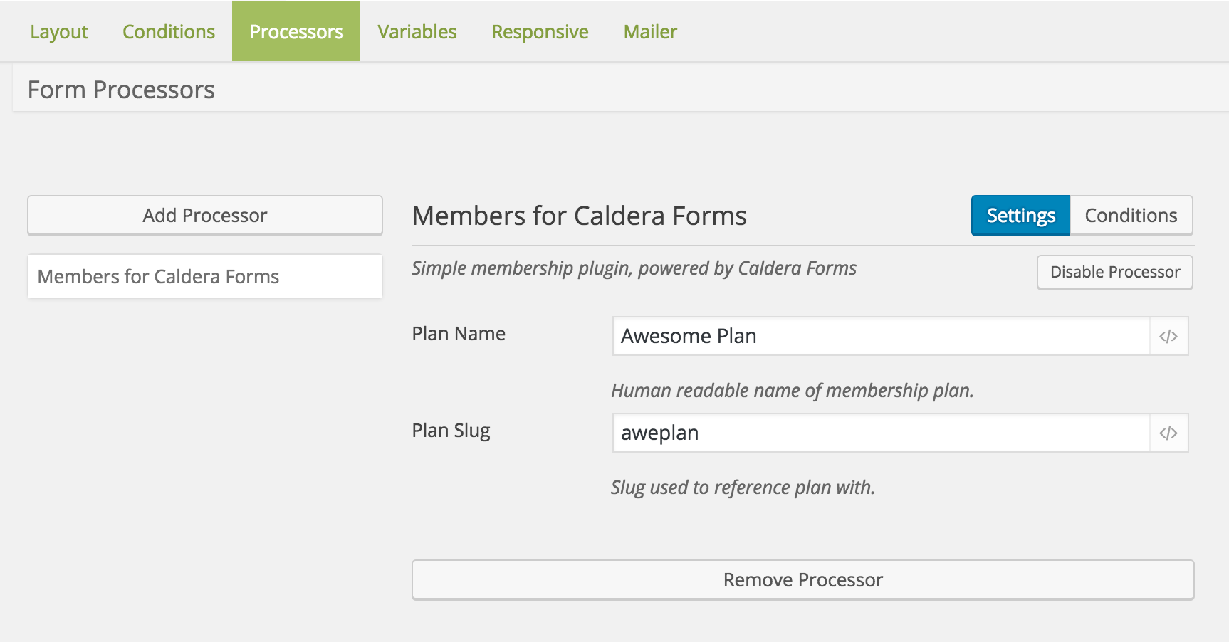 Configuring The Caldera Forms Members Processor