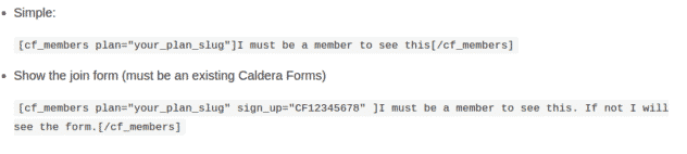 Examples of the Caldera Forms Members shortcode