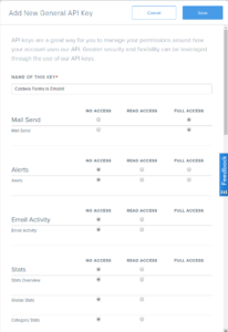 Creating a SendGrid API key for use in Caldera Forms