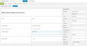 The form layout created using using Caldera Forms for Authorize.net eCheck template