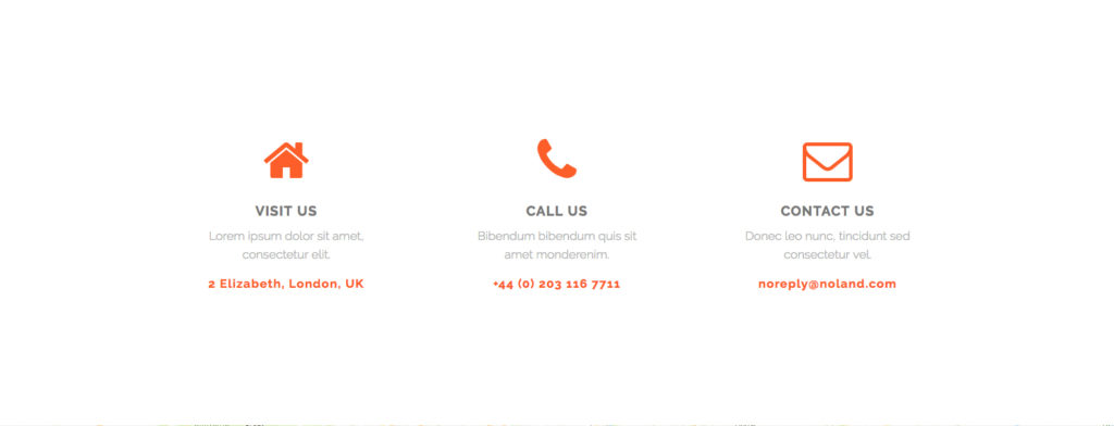 Example of contact details on a contact page creatred using Elementor and Caldera Forms