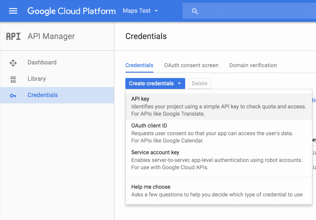 Create Google Maps Credentials - WordPress Form Builder  Caldera Forms