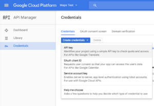 Create Google Maps Credentials