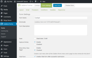 Configuring Caldera Form Settings