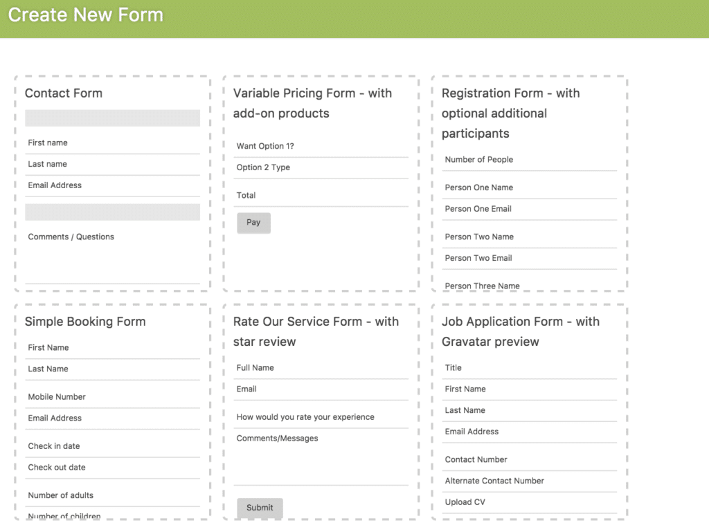 Caldera Forms create contact form template