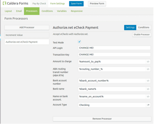 A screenshot of the Caldera Forms UI when setting up recurring payments.