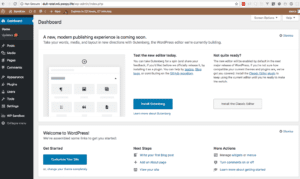 The Try Gutenberg callout box in the WordPress dashboard. Title is 'A new, modern publishing experience is coming soon'