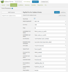 Caldera Forms PayPal Pro Processor