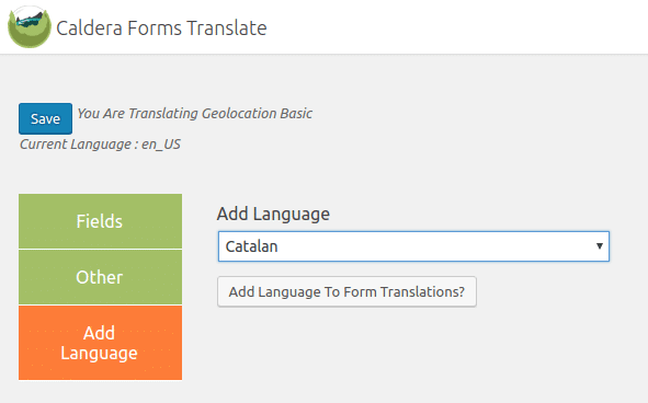 Caldera Forms Translations - Add Language