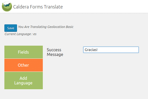 Caldera Forms Translations - Success Message