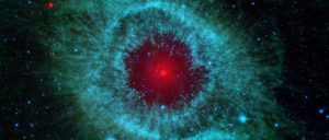 Interstellar gases that resemble a red eye in space