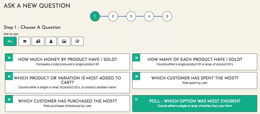 Screenshot of EZData's questions interface.