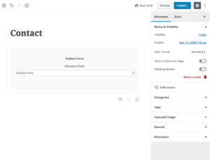 Adding a contact form to a WordPress contact page using Caldera Forms and Gutenberg