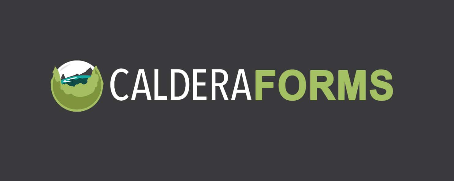 The words Caldera Forms and the caldera globe logo on a dark background