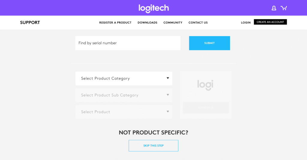 Screenshot of Logitech's product search
