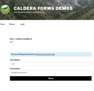Caldera Forms Editable Entry Example Editing