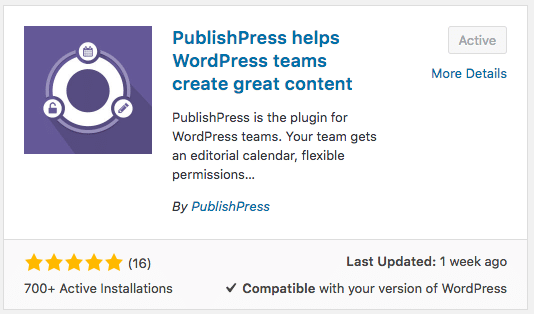 screenshot of the view when you get the PublishPress plugin