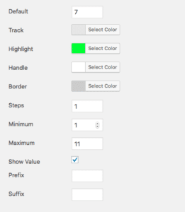 The settings for a Caldera Forms Range Slider field.