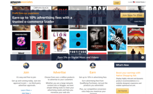 Screenshot of Amazon Associates Program.