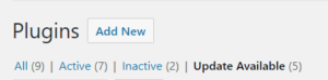 A screenshot of WordPress screen showing plugins available to update.