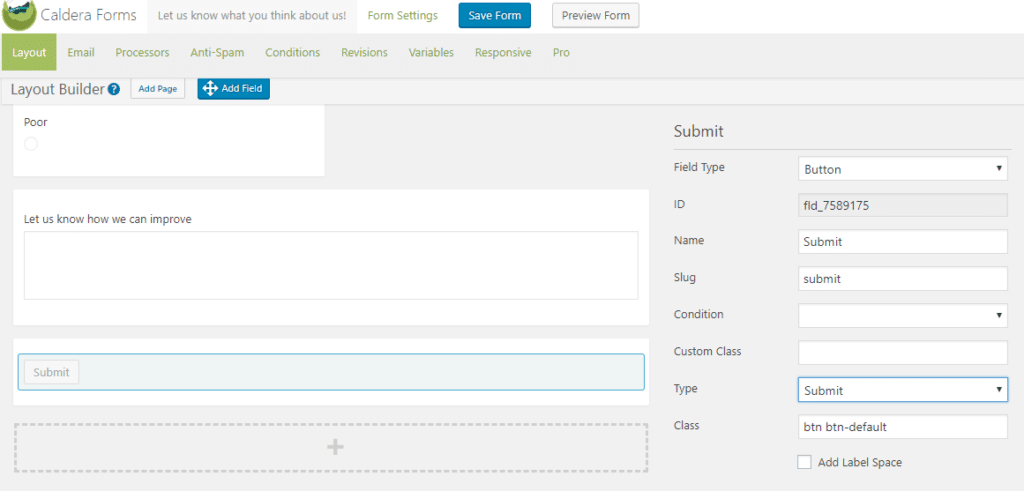 A screenshot showing the submit button.