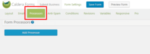 Processors tab in Caldera Forms