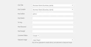 Mapping form fields to the post content.