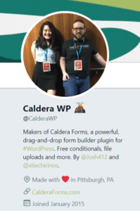 screenshot of Caldera WP Twitter