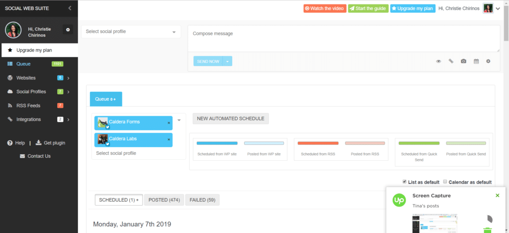 screenshot of Caldera Forms' Social Web Suite