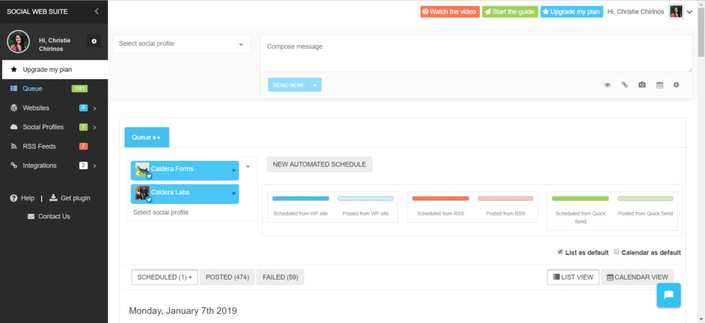 screenshot of Social Web Suite
