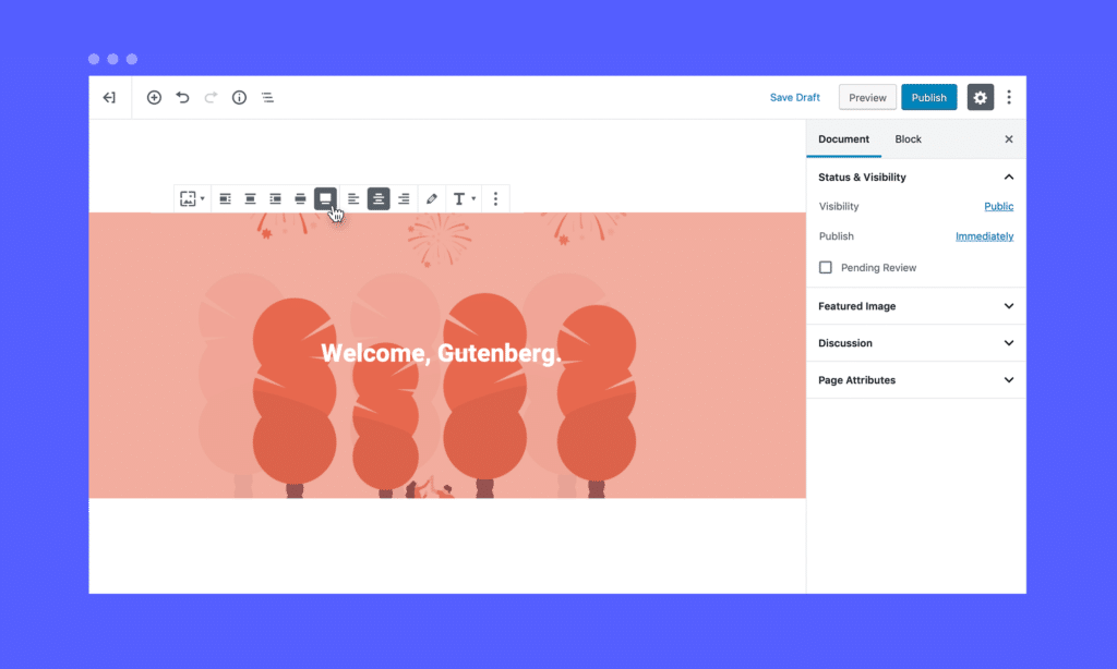 Gutenberg alignment settings