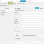 Settings for WordPress user profile editing with Caldera Forms Users add-on
