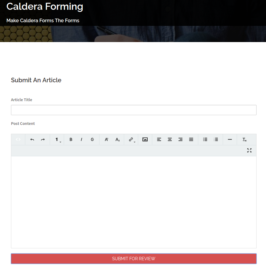 Caldera Forms as a Front-end editor using the custom fields add-on