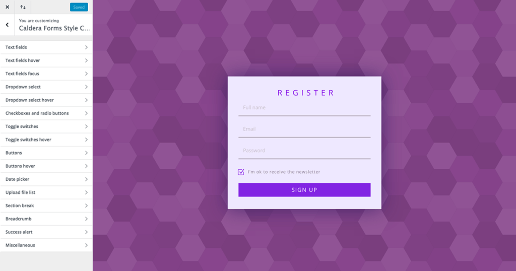 Easily customize each Caldera Forms field with tons of options